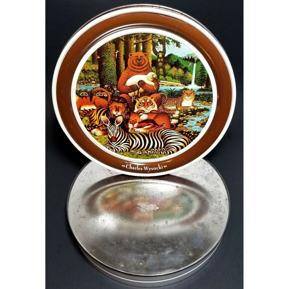 Olive Tin Charles Wysocki Art Collectable 1993. 9.5" Animals HTF VGC - Picture 9 of 9